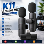 K11 Wireless Vlogging Microphone – Dual Mic with Noise Reduction & Plug & Play ( C-Type Connector)