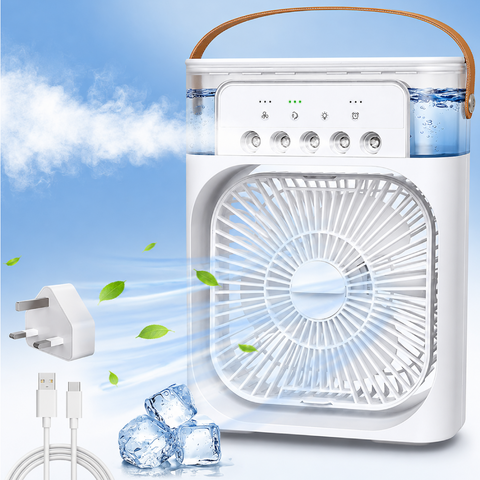 Mini Portable Air Cooler With 7 Colors LED Light,USB Desk Fan