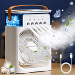 Mini Portable Air Cooler With 7 Colors LED Light,USB Desk Fan