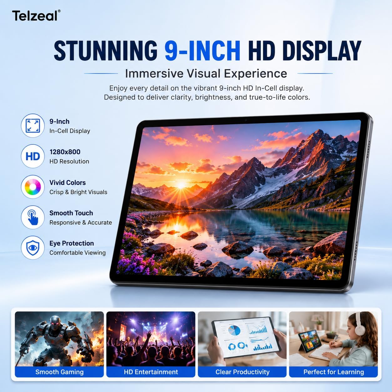 Telzeal P900 12+512GB 5G (1280*800) Wi-Fi Tablet, Android 14, 9-Inch Display, 5000mAh Battery