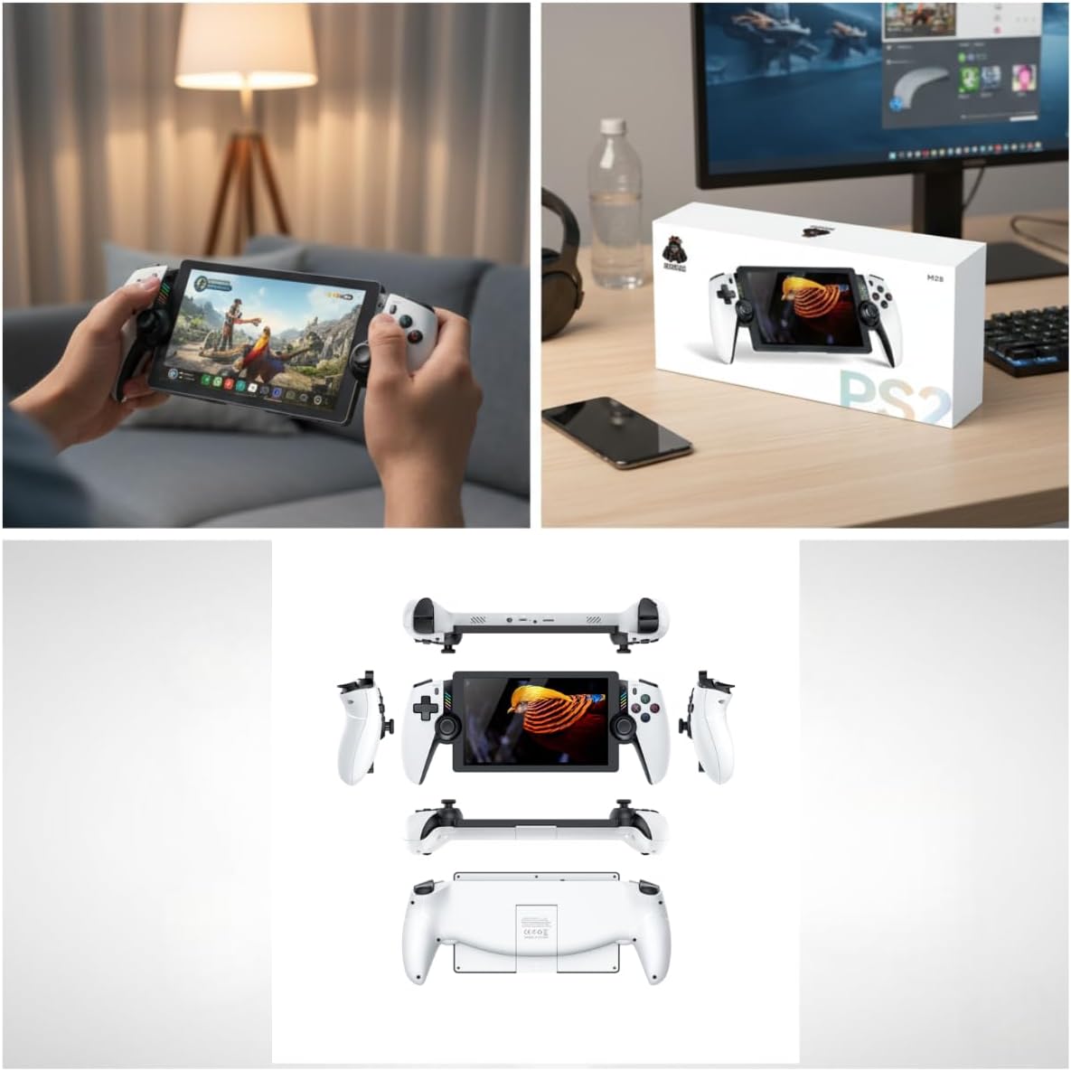 M28 Retro Handheld Game Console, 7.1" Large HD LCD Screen, EmuELEC System Built-in 30+ Emulators & 20,000+ Games, 4000mAh Battery Portable Video Gaming Player for Kids Adults