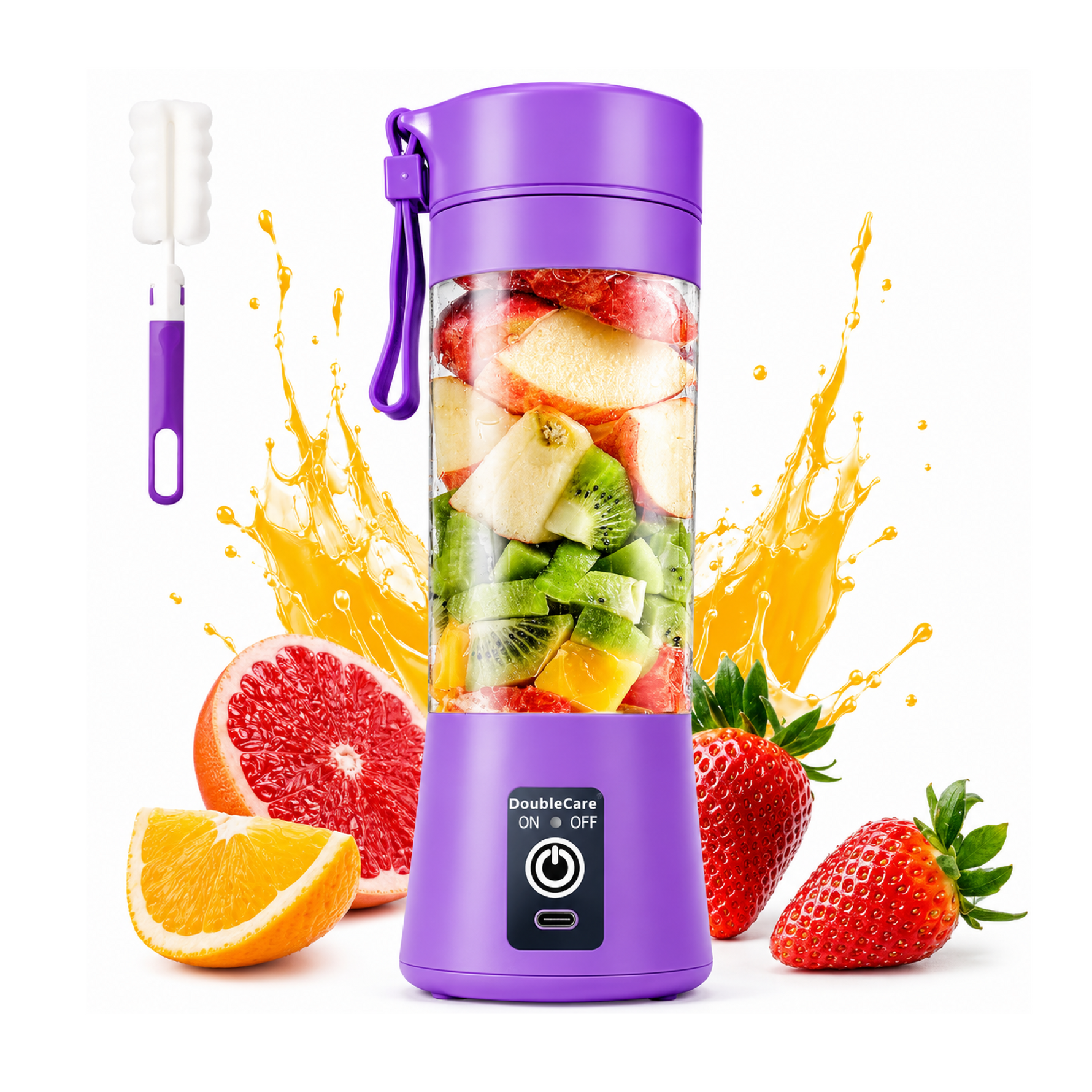 Portable Blender, Personal Size Blenders with USB Rechargeable Mini Fruit Juice Mixer, Mini Juicer Smoothie Blender Bottles Travel 380ML