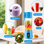 Portable Blender, Personal Size Blenders with USB Rechargeable Mini Fruit Juice Mixer, Mini Juicer Smoothie Blender Bottles Travel 380ML