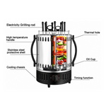 Professional Vertical Rotisserie Toaster Oven (8 Skewers) – Countertop Electric BBQ Kebab Grill Machine, Electric Barbecue Grill & Toaster Oven for Home Use, Stainless Steel