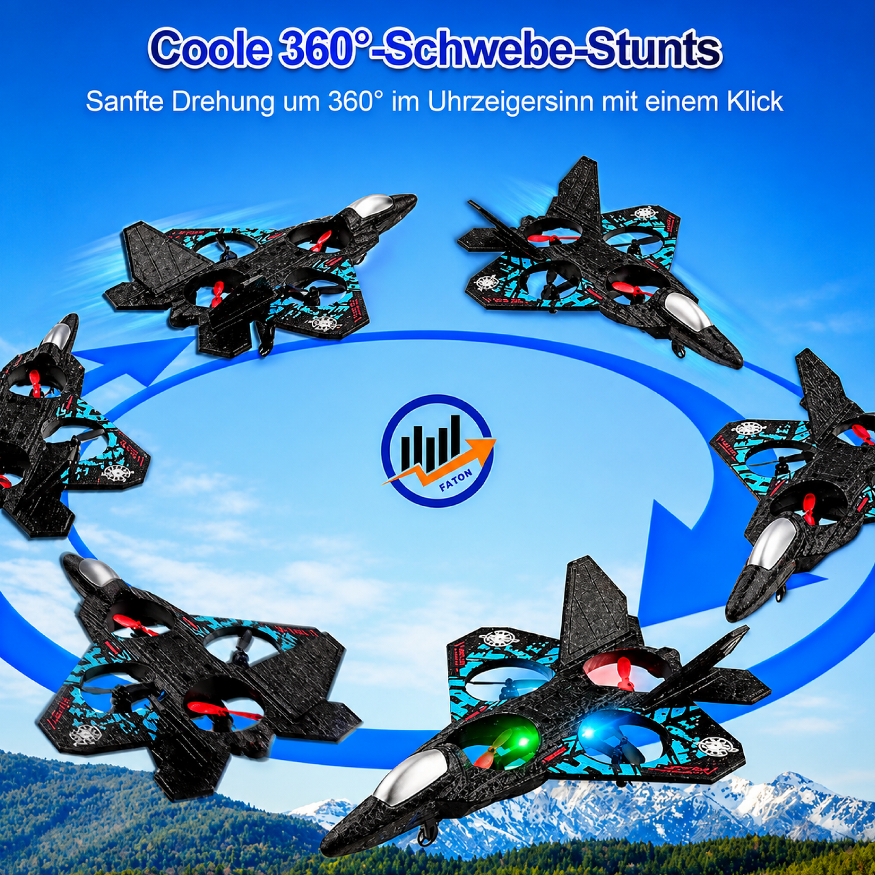 RC Airplane L0712, 2.4GHz Remote Control Aircraft with LED Lights, USB Rechargeable Quadcopter for Beginners, Black