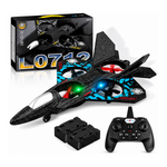 RC Airplane L0712, 2.4GHz Remote Control Aircraft with LED Lights, USB Rechargeable Quadcopter for Beginners, Black