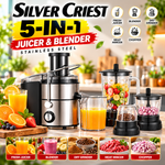 Silver Criest 5-in-1 Stainless Steel Juicer Extractor  SC777s | Blender Mixer Grinder Juicer Machine - Food Processor, Smoothie Maker, Portable Hand Blender, Mini Blender, Heavy Duty Kitchen Aid Mixer, Electric Juice Blender