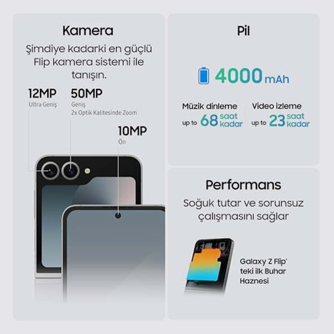 SAMSUNG Galaxy Z Flip6, 12GB RAM, 512GB Storage, Mint, 50MP Camera, 1 year Seller Warranty (Middle East Version)