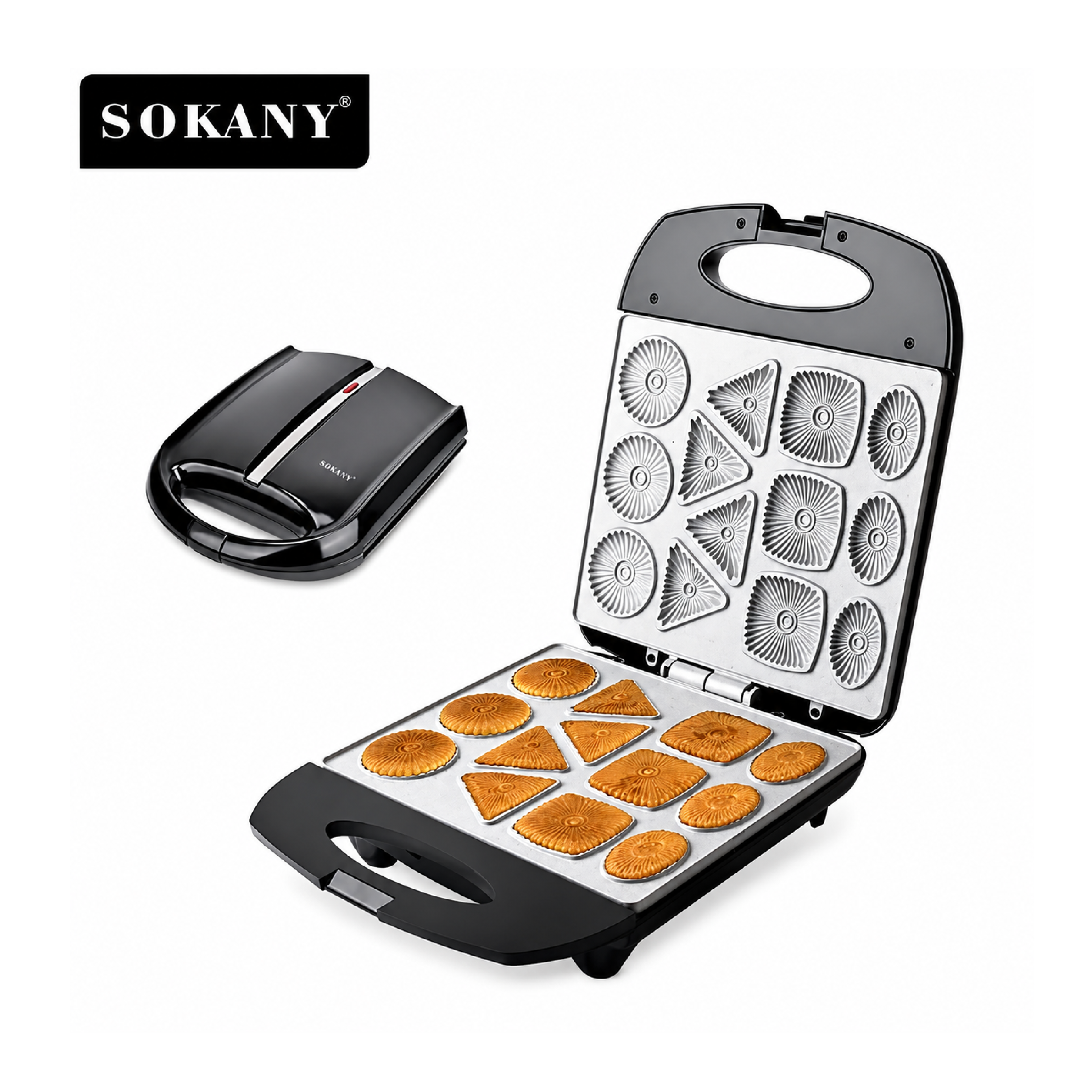 SOKANY BISCUIT MACHINE Black SK-17A Compact Non-Stick Grill With Overheating Protection