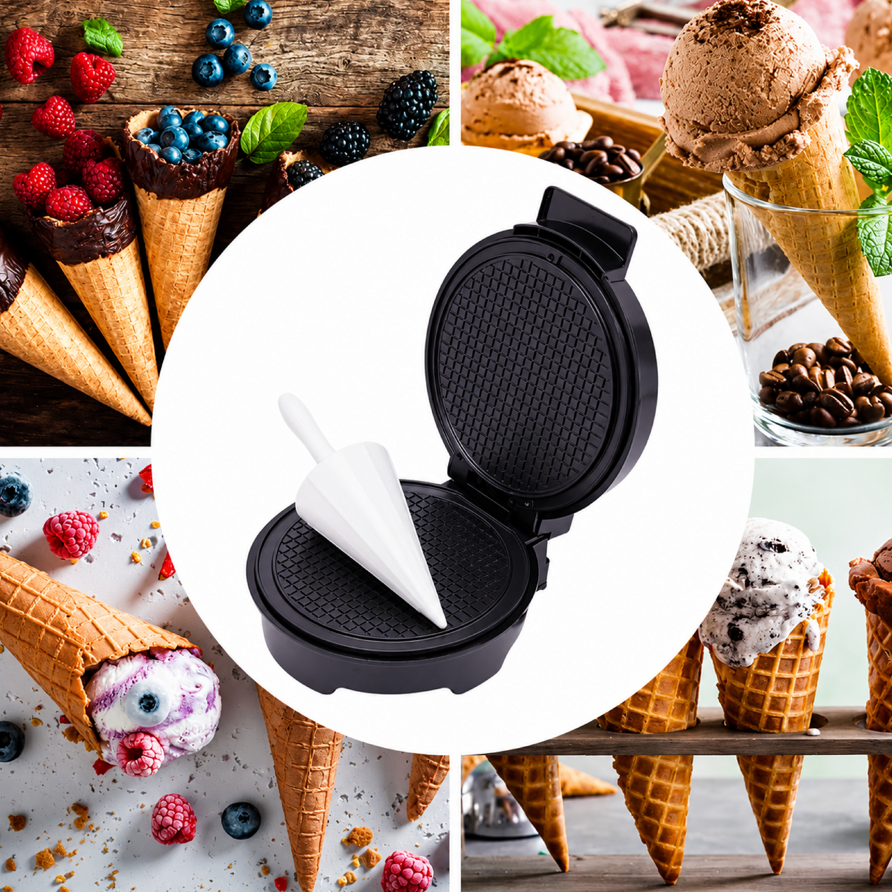 SOKANY Ice Cone Maker 1200W – Non-Stick Waffle Cone Maker - SK-08019