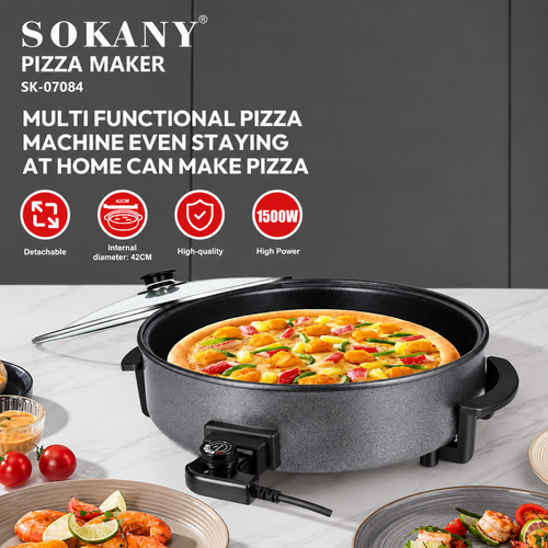 SOKANY Pizza Maker, 1500W Electric Non-Stick 42cm Multi Cooker Pan – SK-07084