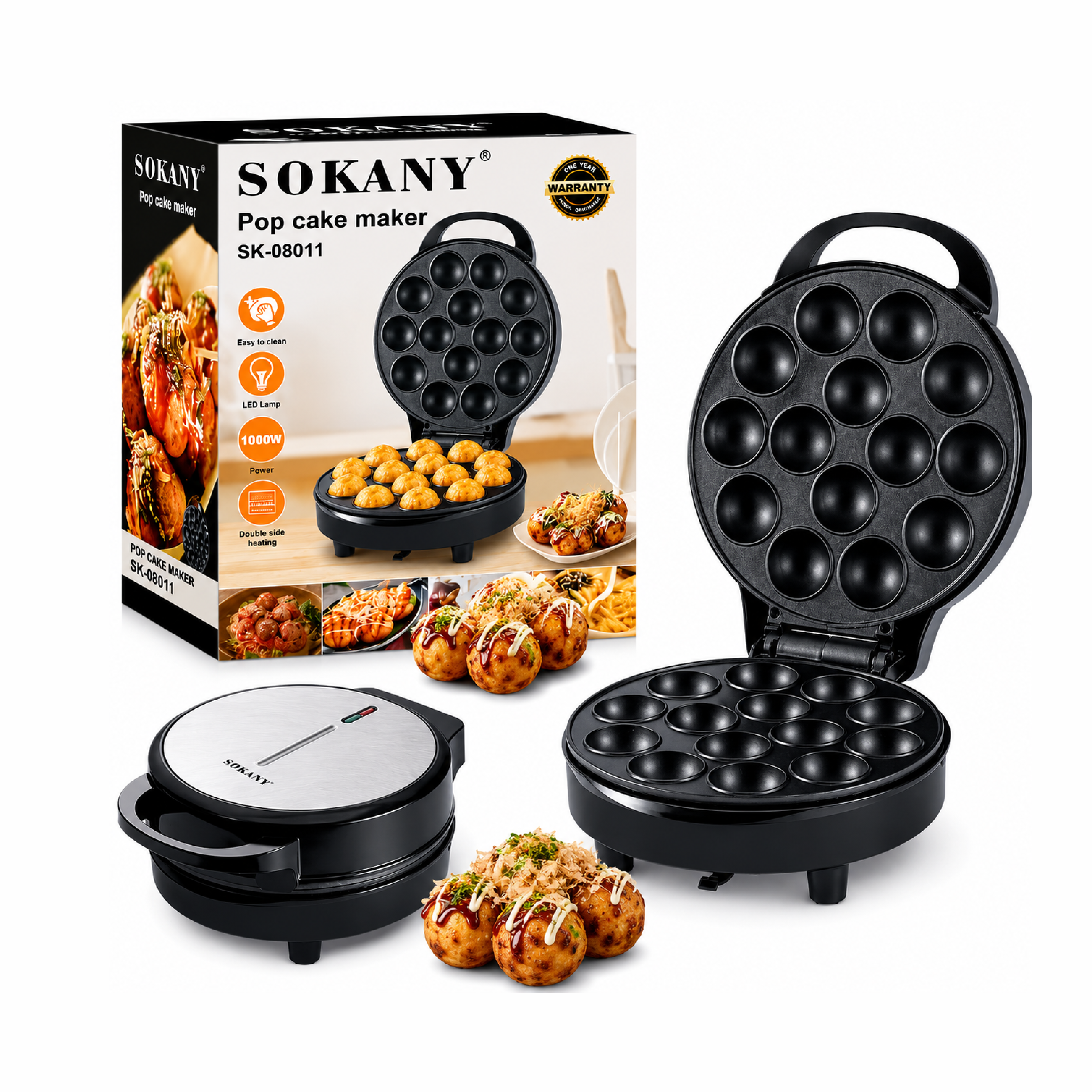 SOKANY Pop Cake Maker, 1000W Non-Stick Electric Cake Pop Machine - SK-08011