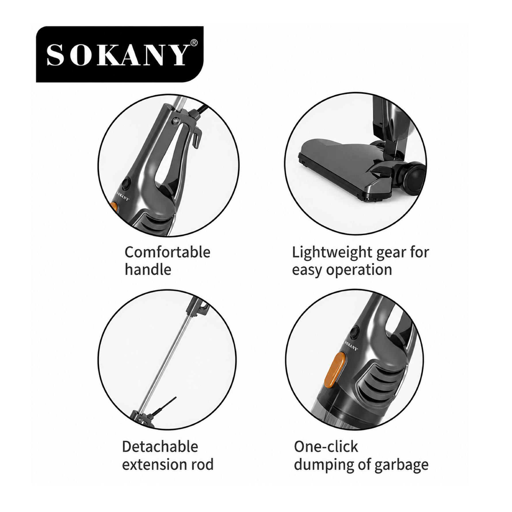 SOKANY SK-3389 3200W High-Power Vacuum Cleaner With 2.5L Dust Bucket And Cyclone Filtration