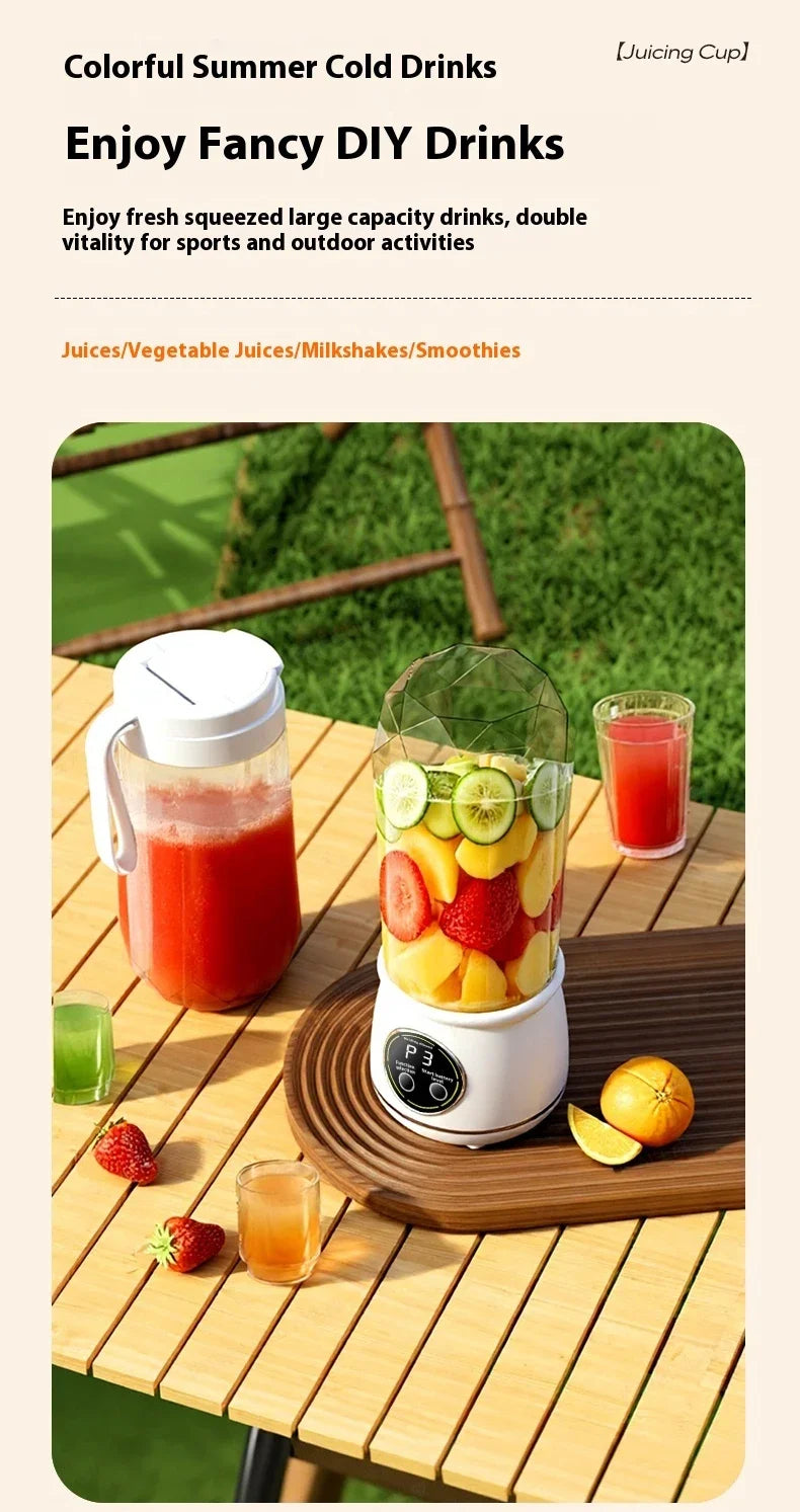 New 10 Blades Portable Fruit Juicer 550ml Capacity 3 Gears USB Rechargeable Blender Ice Crusher for Shakes and Smoothies Juicer