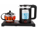 Silver Criest 2-in-1 Glass Electric Kettle & Teapot, Heat-Resistant Glass Body, Fast Heating, 360 Swivel Base, Black