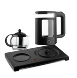 Silver Criest 2-in-1 Glass Electric Kettle & Teapot, Heat-Resistant Glass Body, Fast Heating, 360 Swivel Base, Black