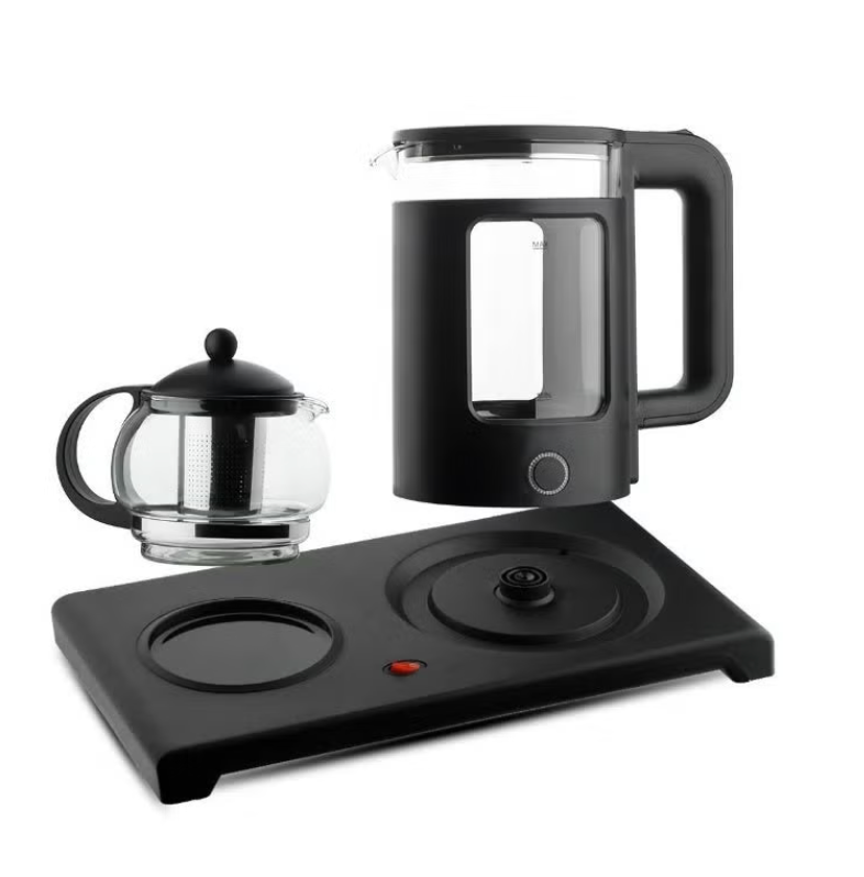 Silver Criest 2-in-1 Glass Electric Kettle & Teapot, Heat-Resistant Glass Body, Fast Heating, 360 Swivel Base, Black