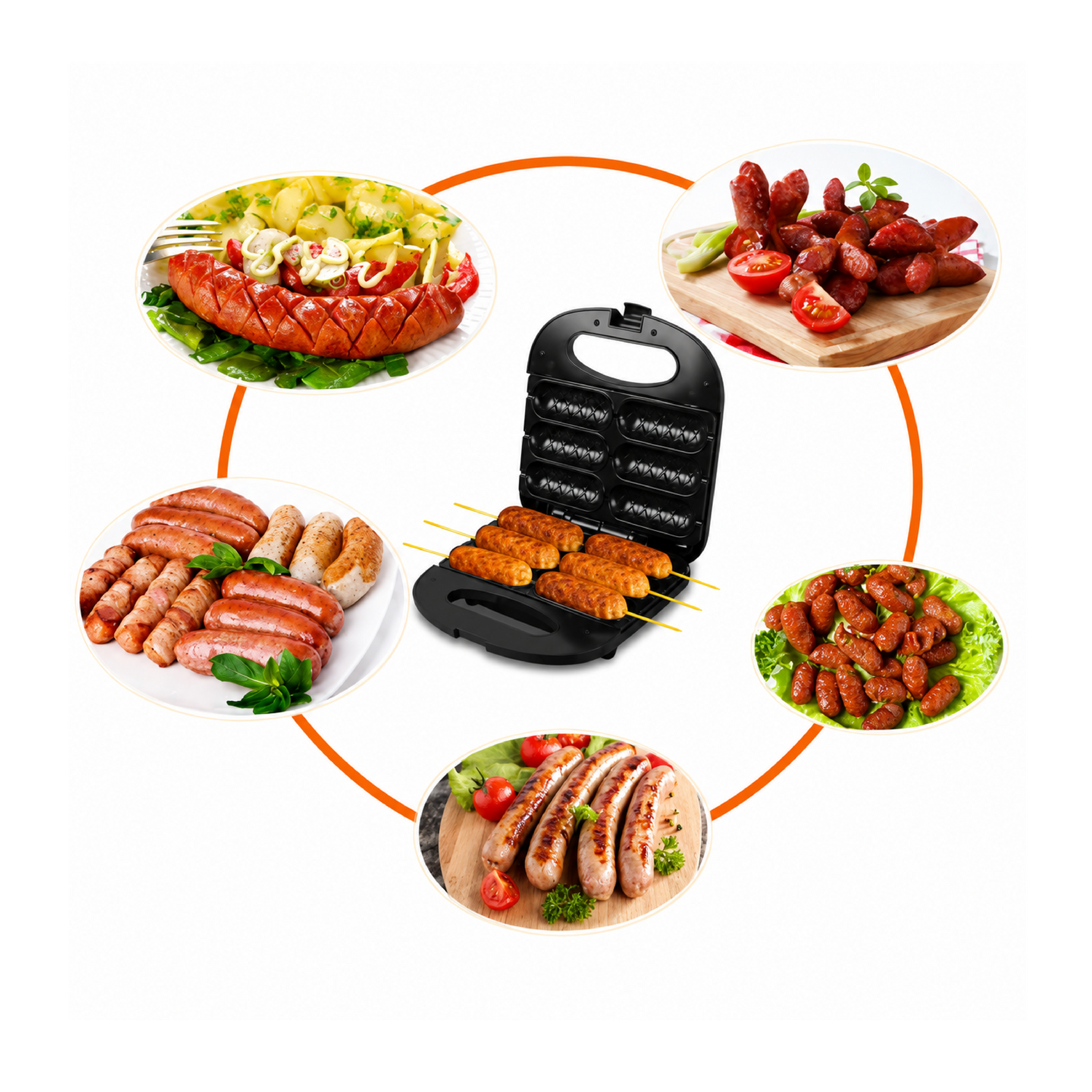 Sokany Corn Dog Waffle Maker Sandwich Hot Machine With Non-Stick Coating Plate Toaster Make 6 Dogs In Minutes Easy To Clean, Black