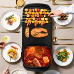 Sokany Electric Barbecue Grill 2200W 2 In 1 Indoor Non-Stick Electric Hot Pot And Griddle For Korean Bbq, Steaks SK-2208 Black