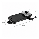 Sokany Electric Barbecue Grill 2200W 2 In 1 Indoor Non-Stick Electric Hot Pot And Griddle For Korean Bbq, Steaks SK-2208 Black