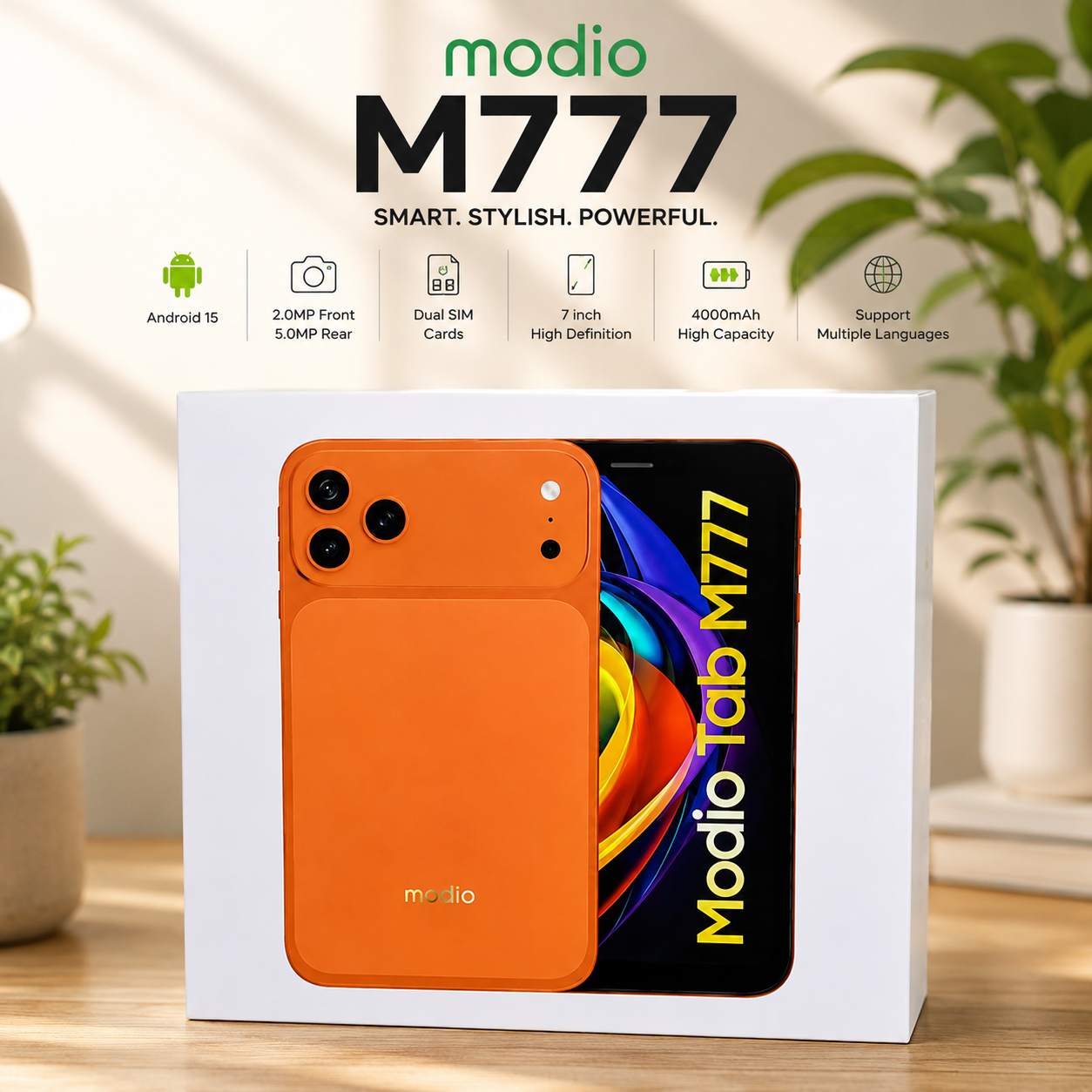 Modio M777 |  7-Inch Tablet Pc – Android 15, Dual SIM, 4000mAh Battery 6GB+12GB
