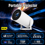 Tanmashi HY300 Pro 4K Smart Projector, WiFi 6 & Bluetooth 5, Portable with Android 11, Auto Keystone Correction, 130 Inch Display, White