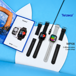 Telzeal WP08 Waterproof Smartwatch with Curved Full-Touch Display, Dual Strap Set (2 Pairs), Stylish & Comfortable Design – Black