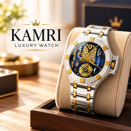 KAMRI Luxury Skeleton Men's Mechanical Watch – Stainless Steel Waterproof Wristwatch