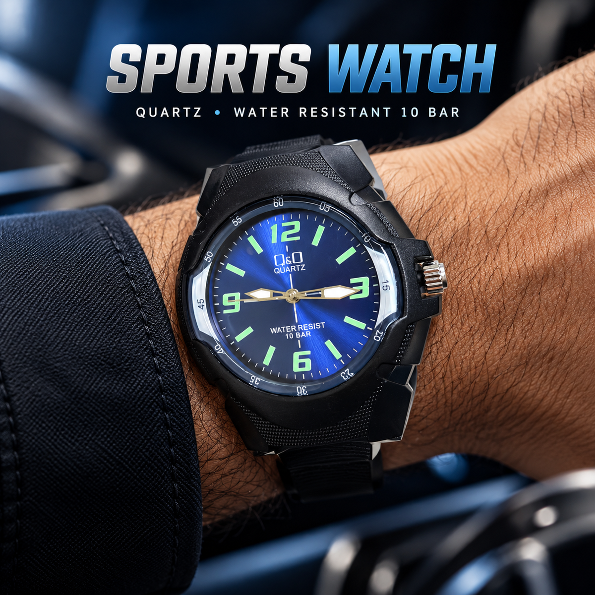 O&O Quartz Men's Analog Sports Watch – Water Resistant, Luminous Dial, Silicone Strap