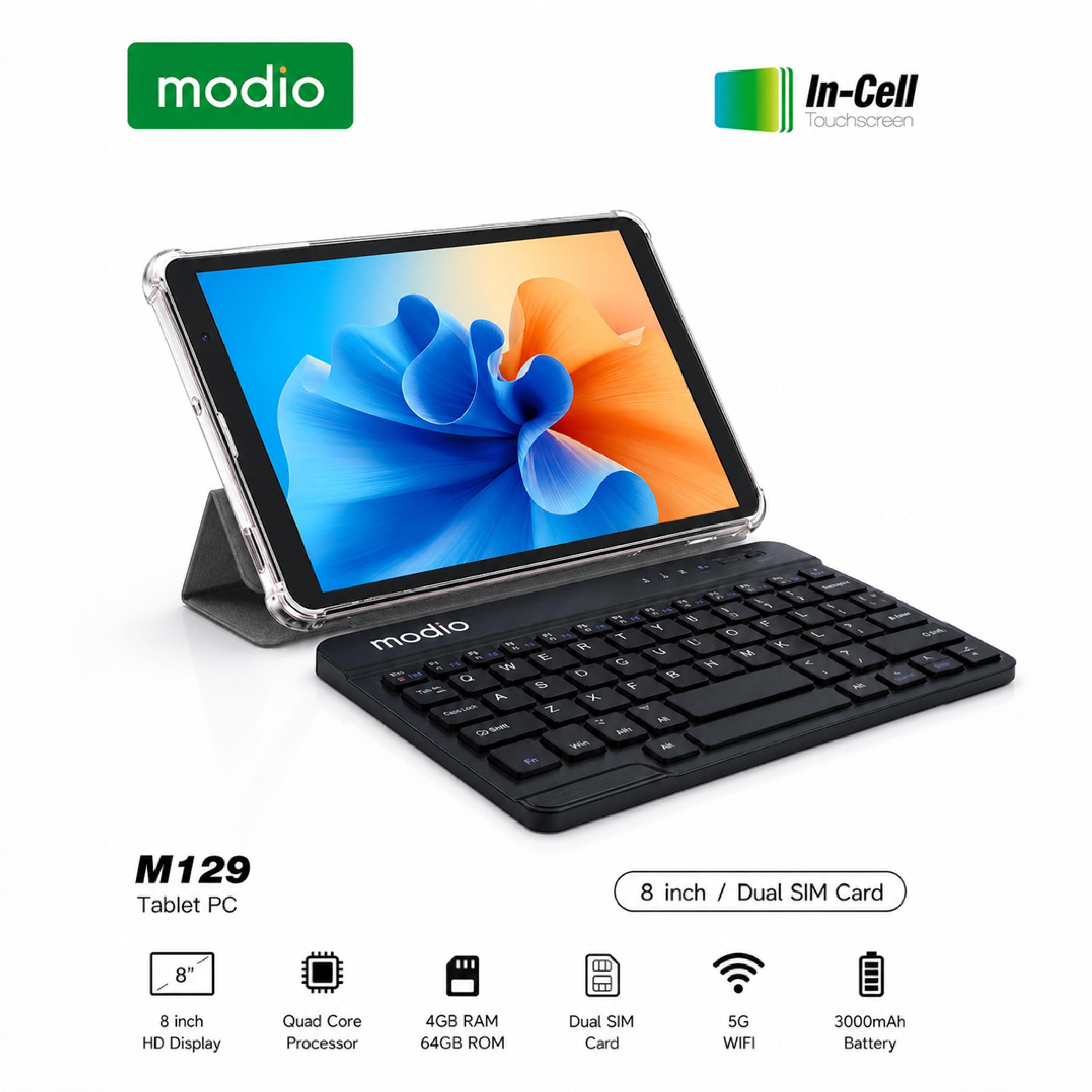M129 tablet 8-inch screen 8GB RAM 512GB storage space supports 5G Wi-Fi connection latest version (black)