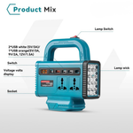 21V Portable Power Station with LED Work Light | Rechargeable Battery Inverter | USB Charging & AC Output