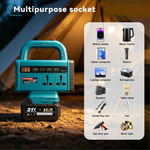 21V Portable Power Station with LED Work Light | Rechargeable Battery Inverter | USB Charging & AC Output
