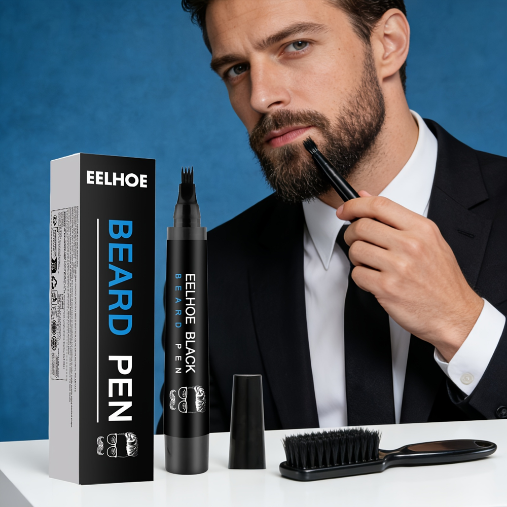 EELHOE Beard Pen Filler with Brush – Instant Beard & Mustache Enhancer | Natural-Looking Beard Pen
