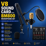 V8 LIVE SOUND CARD AND BM-800 CONDENSER MICROPHONE BUNDLE PACK (GOLD/BLACK)