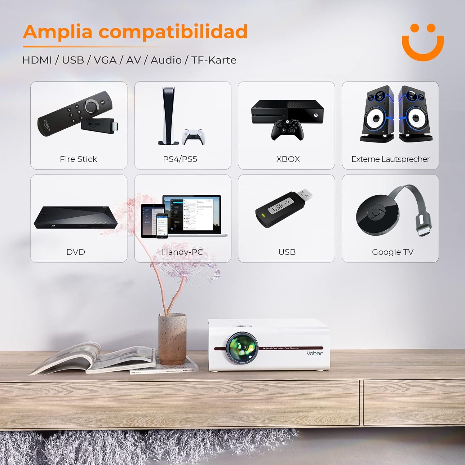 Yaber Native 1080P Smart Projector | 5G WiFi | Bluetooth 5.0 | Full HD Home Theater Projector with Carry Case & Tripod