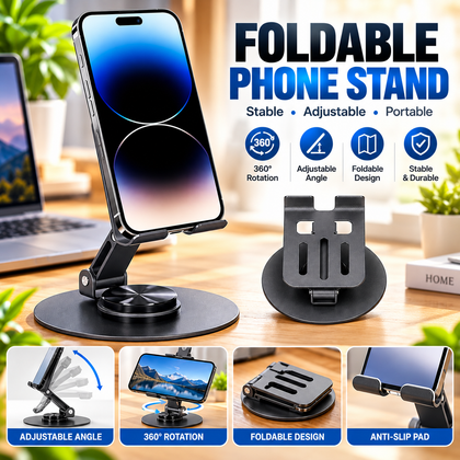 Mobile Phone Stand, 360 Degree Rotating Table Phone Stand, Adjustable Carbon Steel Tablet Stand for 5.9-16.9 Inch Tablet
