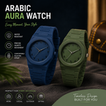 Combo Offer | Arabic Aura Premium Arabic Numeral Couple Watch Set – Green & Blue | Unisex Quartz Wrist Watches