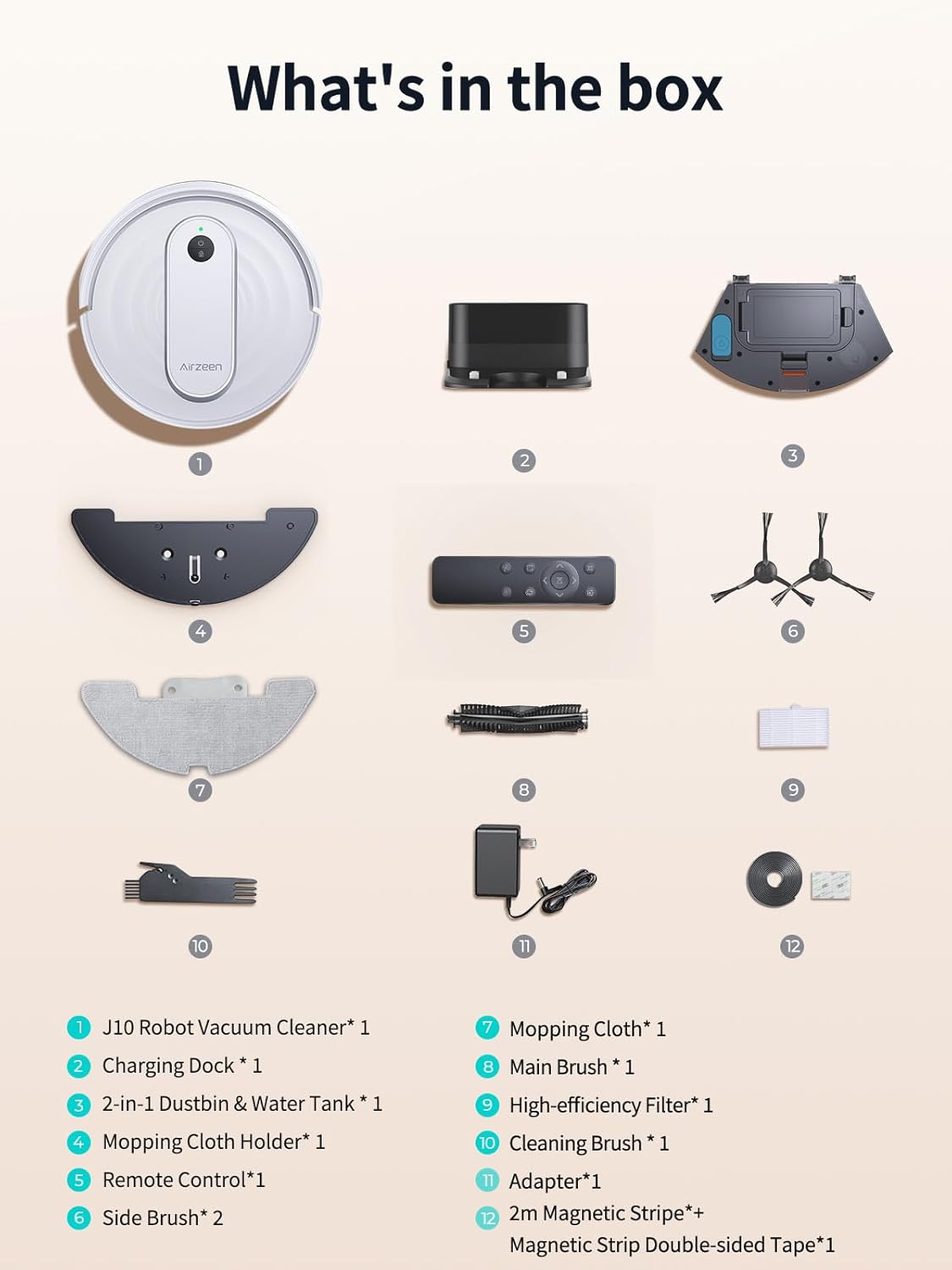 Airzeen Smart Robot Vacuum Cleaner & Mop | 2-in-1 Robotic Vacuum | App & Remote Control | Auto Recharge | Powerful Suction