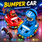 Remote Control Bumper Cars for Kids Toy – Hit & Bounce RC Battle Cars with Pop-Up Drivers, LED Lights & Music (2 Players)