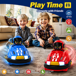 Remote Control Bumper Cars for Kids Toy – Hit & Bounce RC Battle Cars with Pop-Up Drivers, LED Lights & Music (2 Players)
