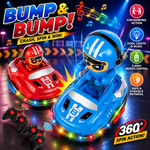 Remote Control Bumper Cars for Kids Toy – Hit & Bounce RC Battle Cars with Pop-Up Drivers, LED Lights & Music (2 Players)