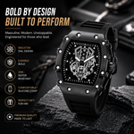 Luxury Skeleton Dial Men's Watch – Premium Silicone Strap, Quartz Analog Wristwatch, Sport Fashion Watch | Black