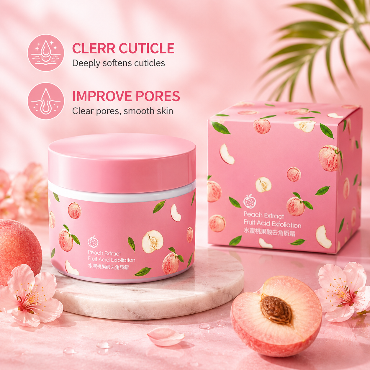 BIOAQUA Peach Extract Fruit Acid Exfoliating Cream – Gentle Exfoliating & Moisturizing Face Cream