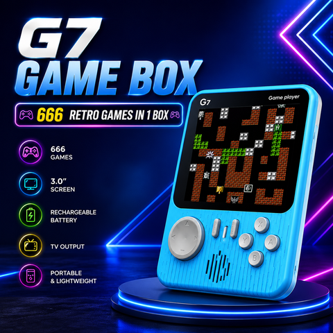 G7 Retro Handheld Game Box – 666 Built-in Classic Games | 3.5" Color Screen | Rechargeable Battery | Portable Gaming Console