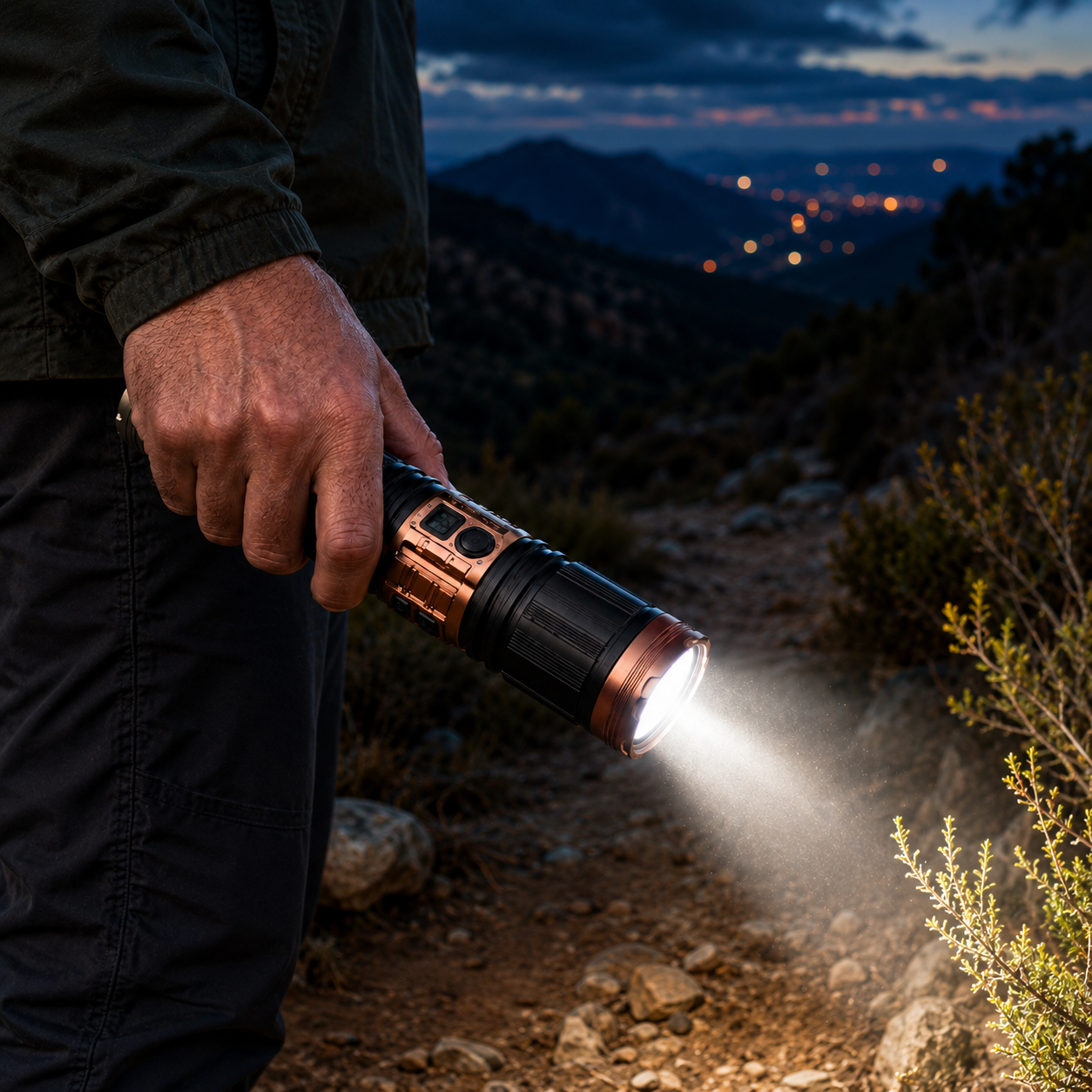 COBA CB-G908-1 Rechargeable LED Tactical Flashlight – 3000M High Power Torch with USB Output, 4 Light Modes & 18800mAh Battery