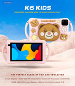 Oteeto K6 Kids Tablet, 7 inch Display, 128GB Storage, 6GB RAM, 3500mAh Battery, Lucky Bear Case