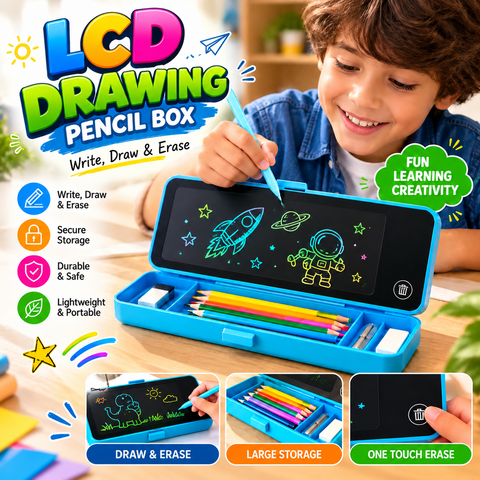LCD Writing  Pencil Box for Kids | Reusable Digital Drawing & Writing Pad