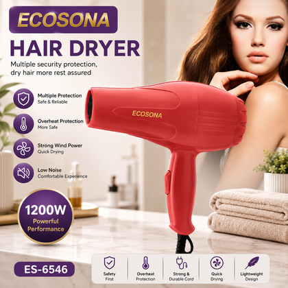 ECOSONA ES-6546 1200W Hair Dryer – Fast Drying | Lightweight | Overheat Protection