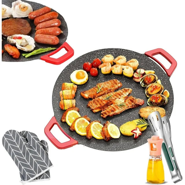 Non-Stick Electric Indoor Grill Pan, Smokeless Korean Grill Pan,28CM Multi Functional Electric Grill, Cooking Griddle Pan, Korean Style Bbq Grill Pan, Electric Baking Tray 800w Even Heating