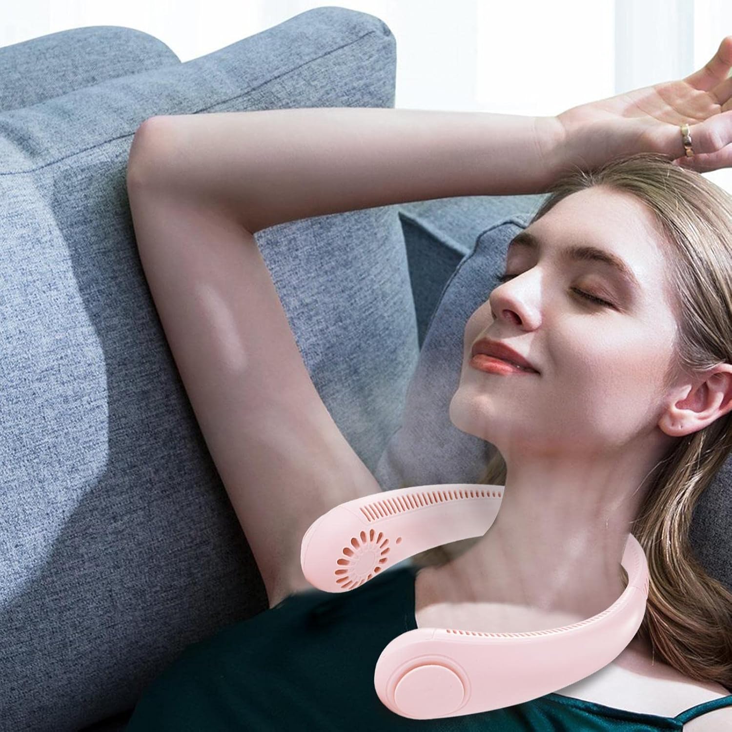 Portable Neck Fan, Hands-Free Portable Neck Fan, Cooling Personal Fan, Adjustable, Headphone Design, Rechargeable, USB Powered Neck Fan  Outdoor Indoor